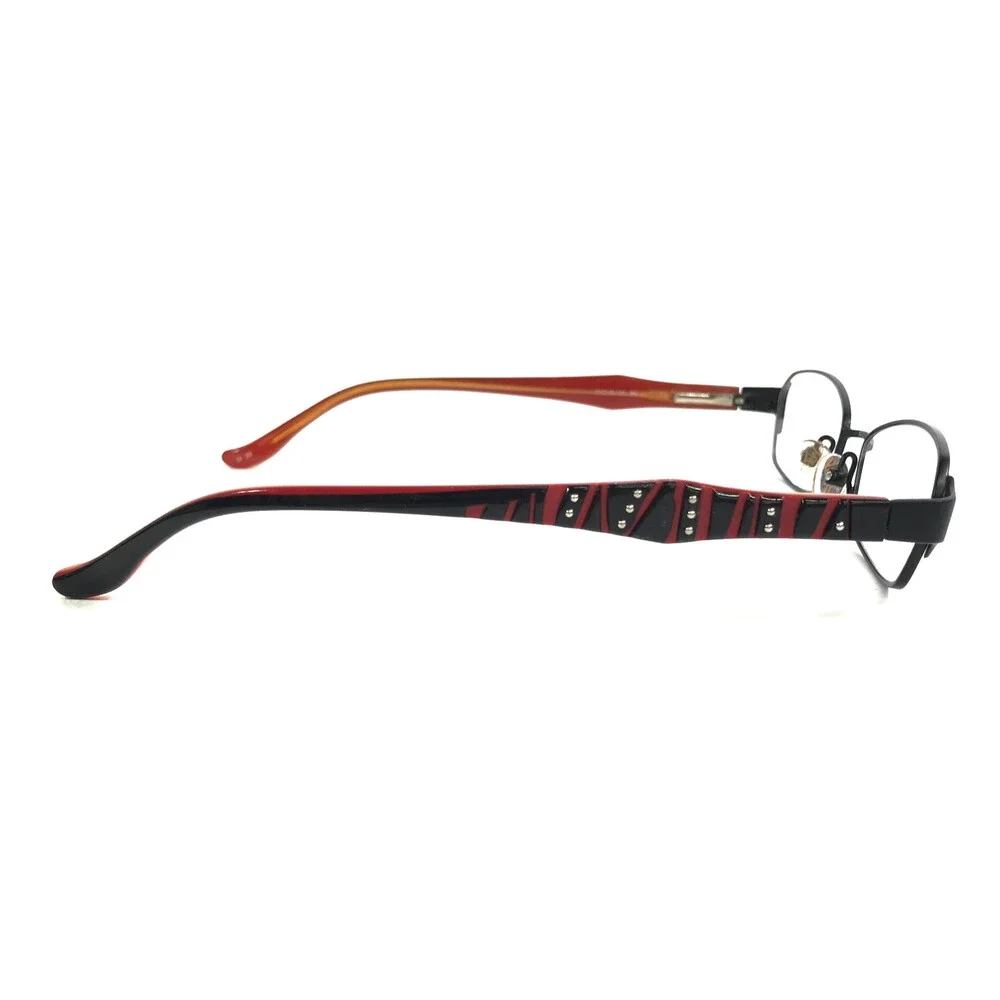 Thalia Eyeglasses Frames SELVA BK Black Red Cat Eye Studded Wire Rim 50-16-137